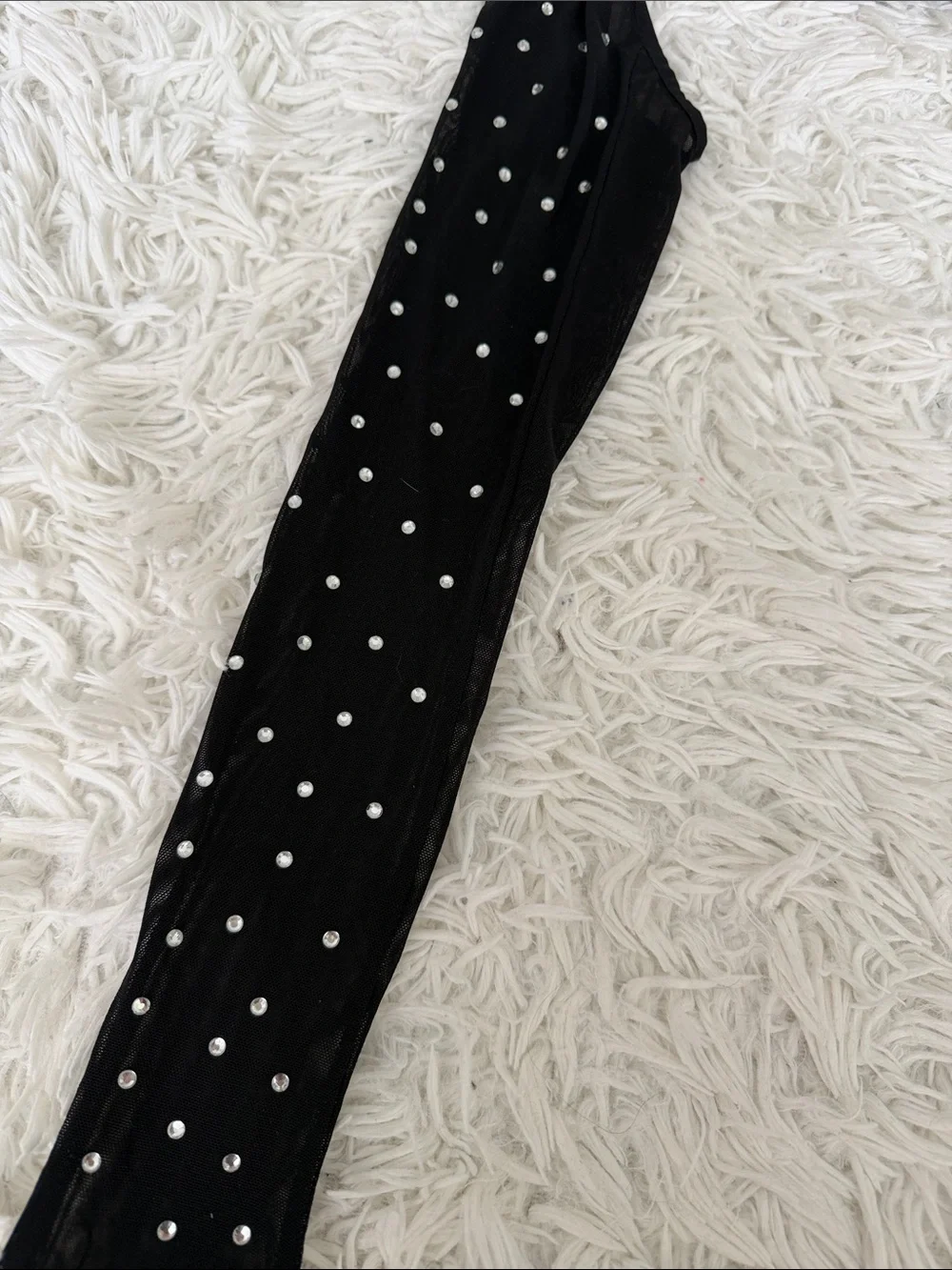 Sheer Mesh Rhinestone Black Gloves Wrap